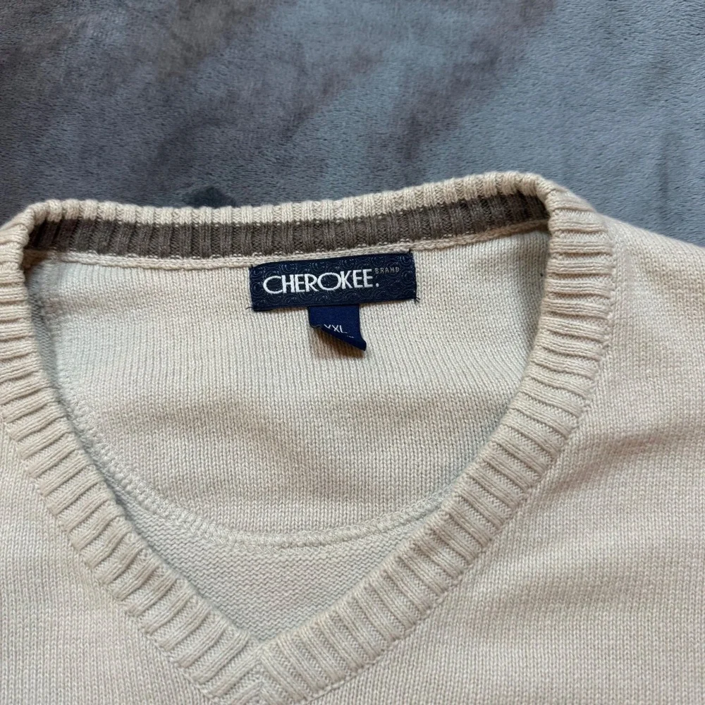 Cherokee Mens V Neck‎ Sweater Tan Long Sleeve Pullover XXL